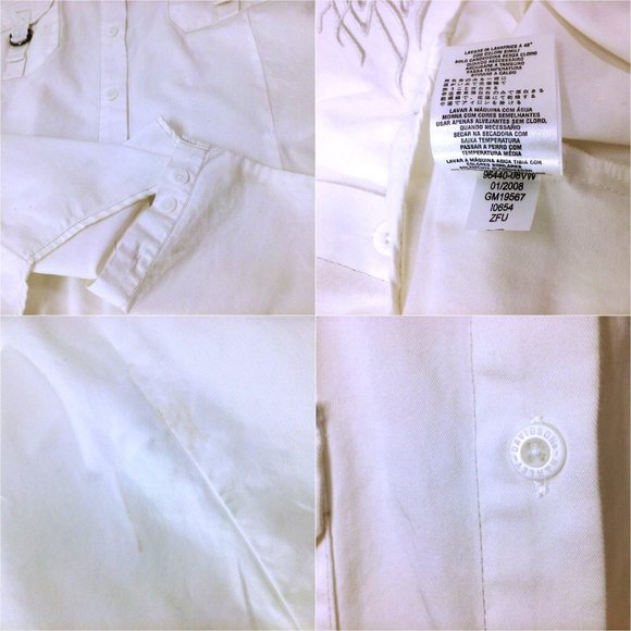 2008 Harley Davidson Blouse SSL Top Shirt Ladies-XL Pockets Buckles Logo White - Picture 10 of 10